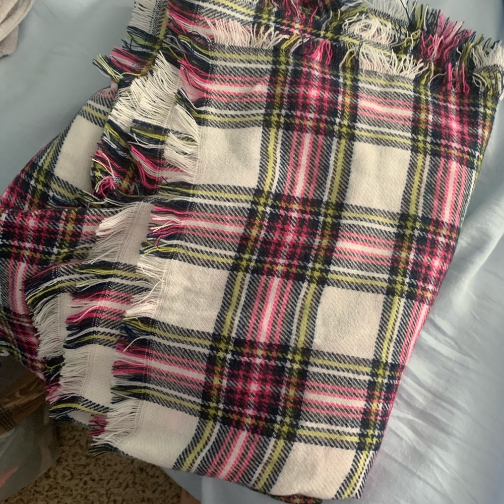 Pink plaid blanket scarf